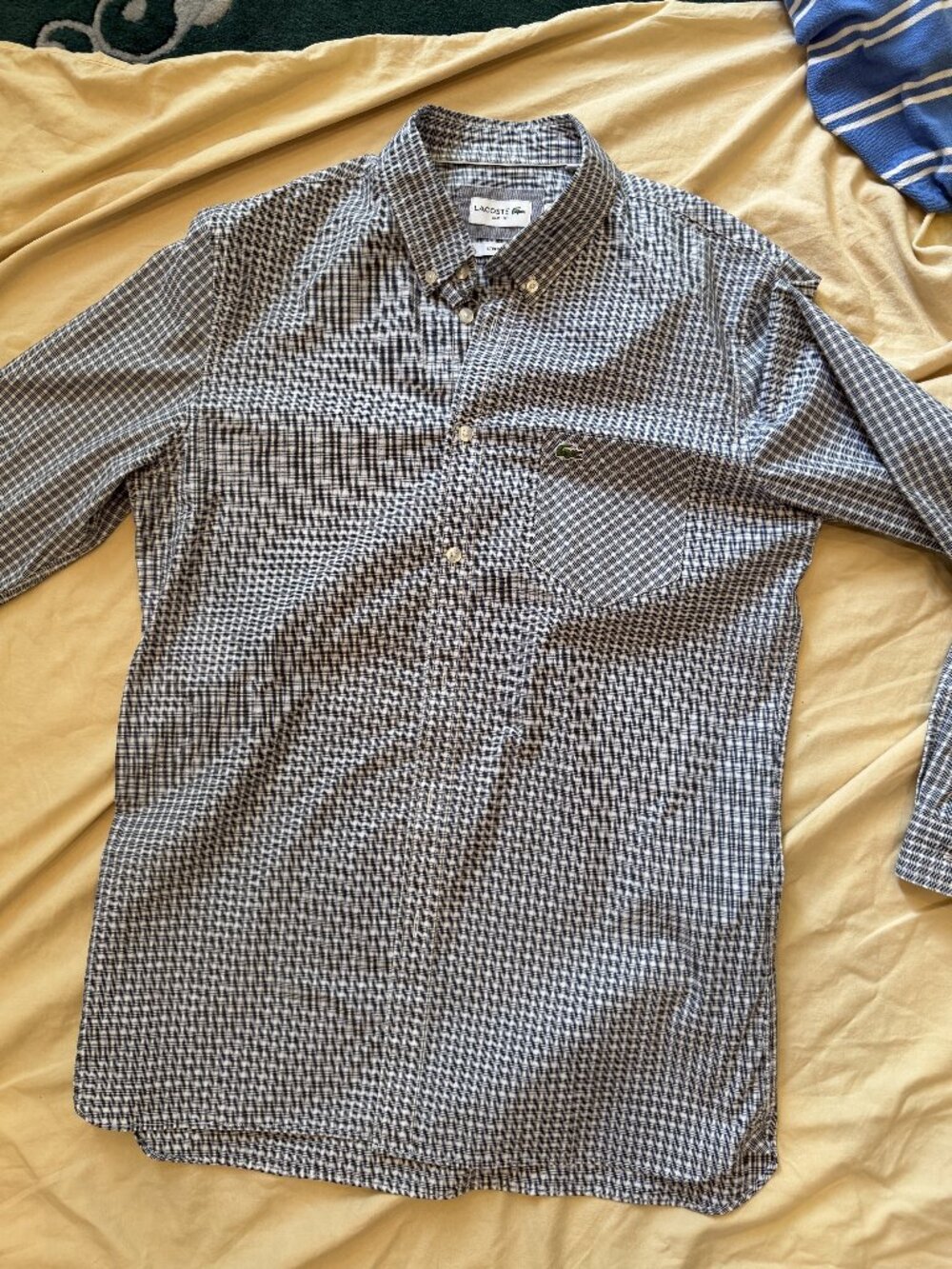 Lacoste Slim Fit Stretch Navy Check Button-Down Shirt M/L